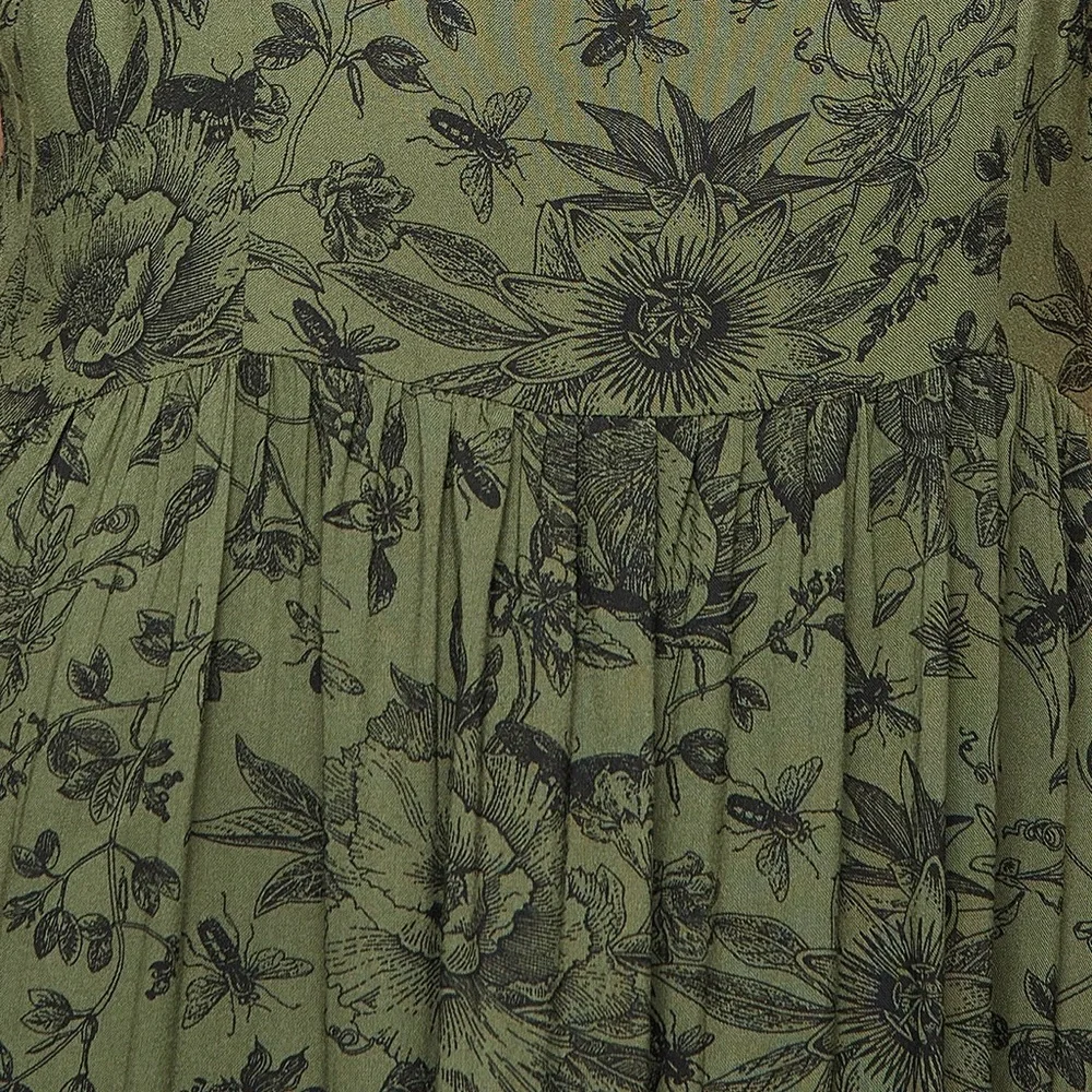 Disturbia Olive Green Floral Maxi Dress - Picture 4 of 5
